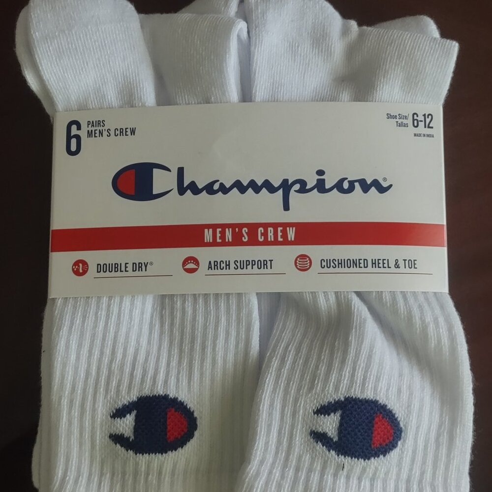 Champion Socks 6pack Men's Crew Socks (size 6-12)